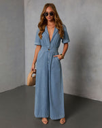 Cortado Short Sleeve Denim Jumpsuit