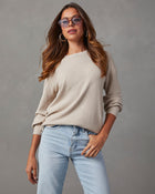 Oatmeal % Coralee Waffle Knit Long Sleeve Top-2