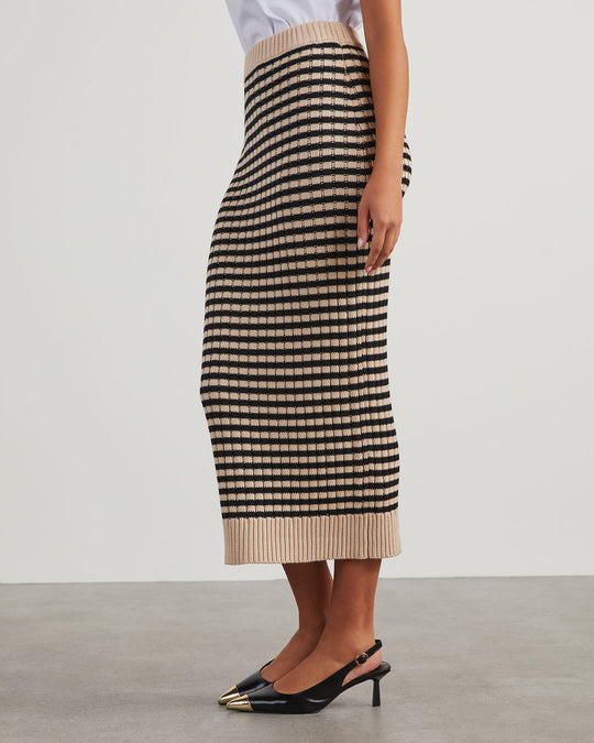 Harrison Striped Knit Midi Skirt – VICI