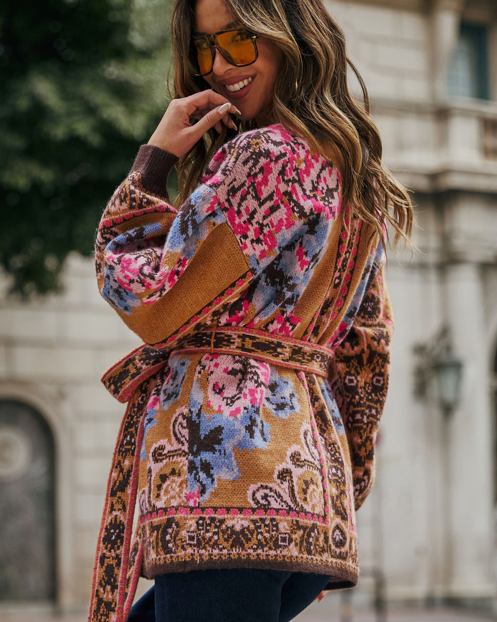 Daisy Days Floral Waist Tie Cardigan – VICI