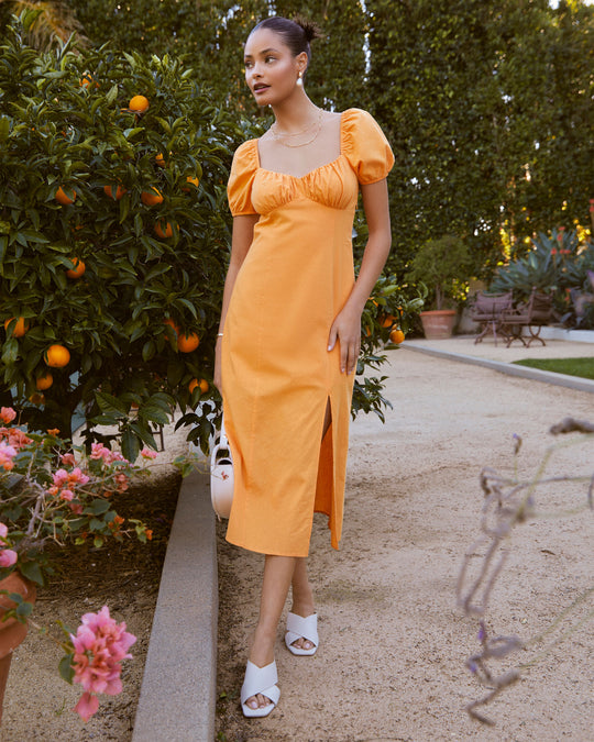 Tangerine % Noella Cotton Sweetheart Midi Dress-1
