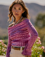 Pink % Daphne Off The Shoulder Ribbed Sweater-1