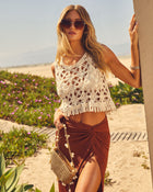 Seabreeze Crochet Fringe Hem Cropped Tank
