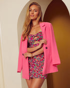 Hot Pink % Confidence Double Breasted Linen Blazer-10