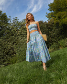 Blue Multi % Angie Floral Midi Skirt-1