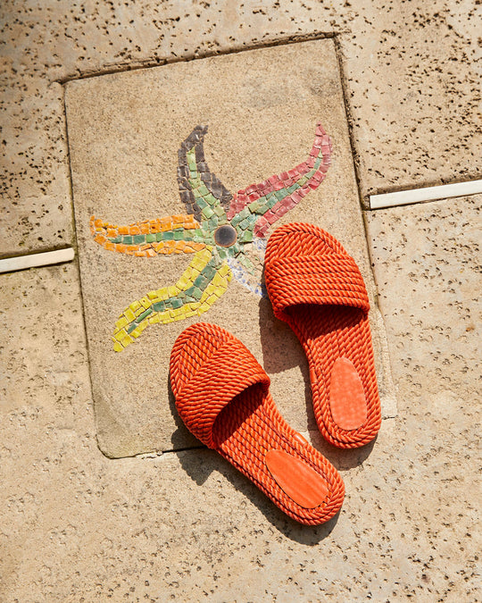 orange % Portia Rope Flat Sandals-2