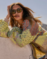 Yellow Multi % Ferrell Printed Open Front Cardigan-7