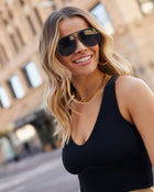 Black % Go All In Aviator Sunglasses-1