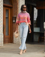 Multi % Monet Knit Printed Turtleneck Pullover Sweater-1