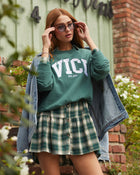 Green %  Oversized Crew Neck Sweater-1