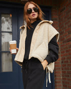 Ecru %  South Pole Sherpa High Neck Vest-1