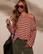 Taupe/Pink % Pippa Striped Knit Sweater-1