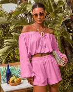 Pink % Elysia High Rise Elastic Waist Pocketed Shorts-3