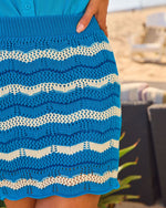 Euro Affair Cotton Striped Crochet Mini Skirt