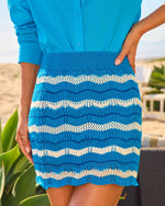 Euro Affair Cotton Striped Crochet Mini Skirt