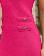 Fuchsia % May Button Detail Textured Mini Dress-6