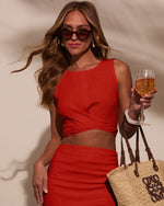 Tangerine % Emiliana Twist Linen Top-2