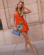Orange Floral % Blooming Beauty Shift Floral Mini Dress-4