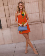 Orange Floral % Blooming Beauty Shift Floral Mini Dress-5