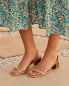 Tan % Xandria Sling Back Block Heel Sandal-1
