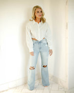 Brett High Rise Distressed 90S Flare Denim
