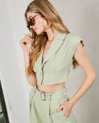 Sage % Katarina Sleeveless Cropped Blazer Top-1