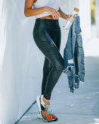 Black % Spanx  Faux Leather Moto Leggings-1