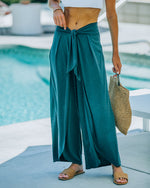 Teal % Grenada Tie Front Modal Blend Pants-1