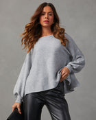 Heather Grey %  Mandie Oversized Knit Sweater-1