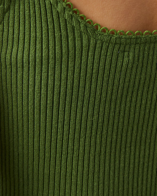 Olive % Cindi Sweater Knit Front Knot Crop Tank-3