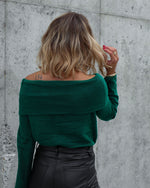 Green % Dreamworld Off The Shoulder Pullover Sweater-1