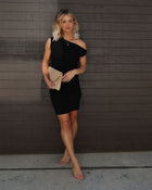 Black % Josia Jersey Ruched Mini Dress-1