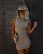 Mocha % Hot Toddy Sleeveless Mock Neck Sweater Dress-1