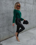 Green % Dreamworld Off The Shoulder Pullover Sweater-2