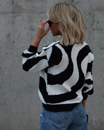 Black/White % Outside The Box Knit Button Front Cardigan-4