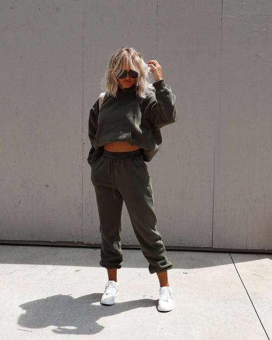 Olive  % Ready Or Not Pocketed Jogger Pants-3