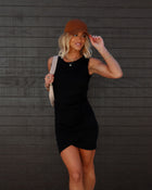 Black % Allegra Ruched Knit Tank Dress-1