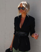 Black % Willard Faux Leather Obi Belt-1