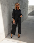 Black % Pull It Together Satin Pocketed Jumpsuit-3