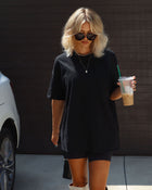 Black % His Cotton Oversized Tee-1