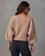 Taupe %  Fall Roses Floral Pullover Sweater-4