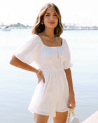 White % Gwen Puff Sleeve Romper-1