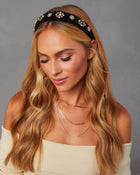 Black % Louetta Padded Rhinestone & Pearl Headband-3
