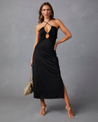 Black % Sweet Amore Cutout Midi Dress-1