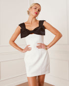 Black/White % All Things Classy Bow Mini Dress-1
