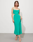 Green % Seraphine Cowl Neck Cutout Midi Dress-1