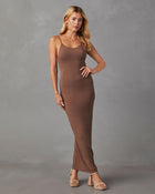 Taupe % Amiah Low Back Maxi Dress-2