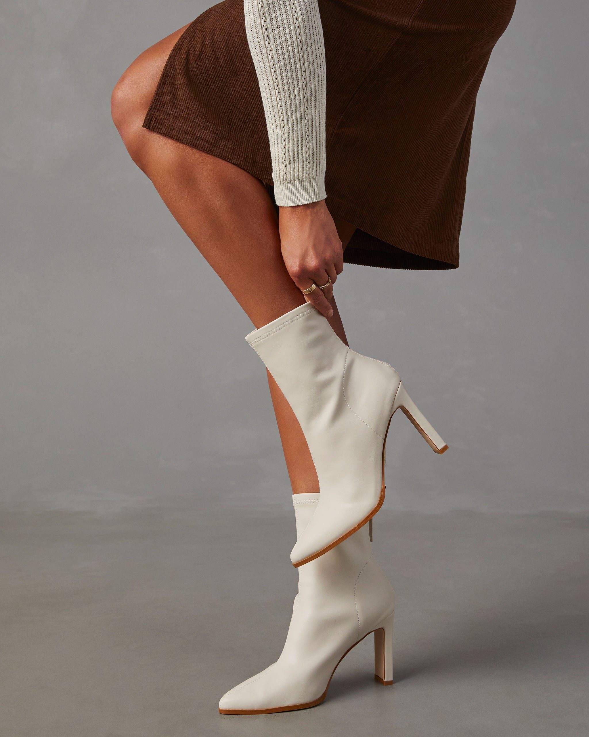 White faux leather boots hotsell