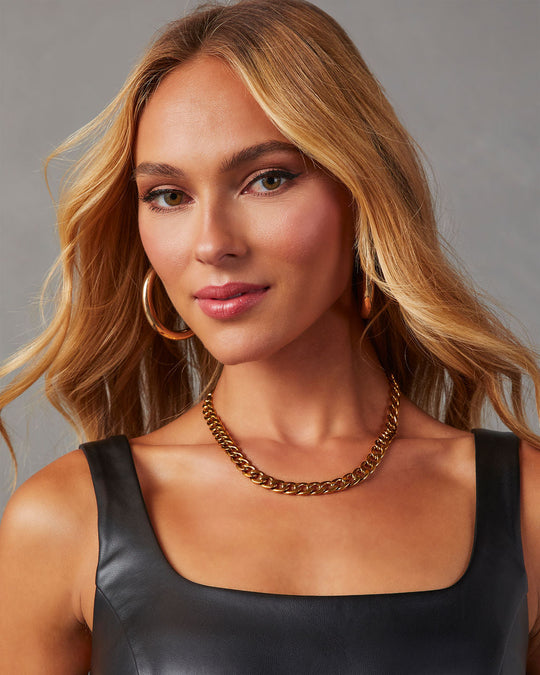 Gold % Knox Curb Chain Necklace-3