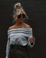 Heather Grey %  Dreamworld Off The Shoulder Pullover Sweater 3